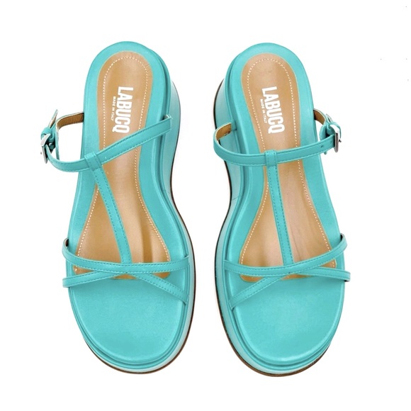 LABUCQ Page Sandals Nappa Leather Platform Turquoise Blue Women’s Size 40,All Products : American Fashion Style Bags On Sale